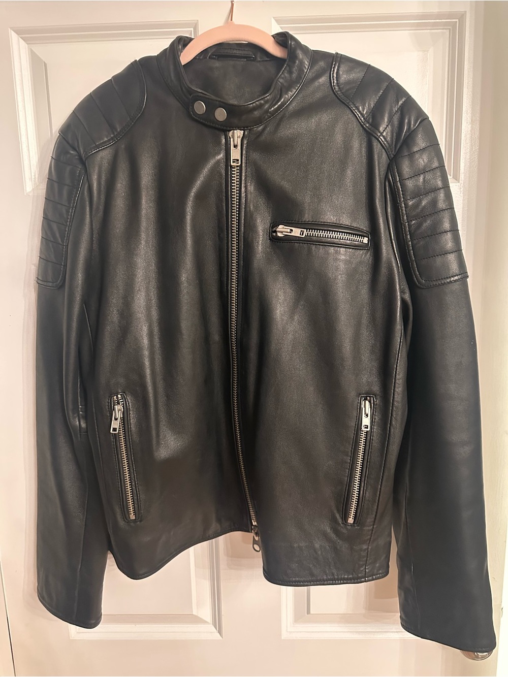 MUUBAA Stirling Racer Biker Jacket with Quilted Detail